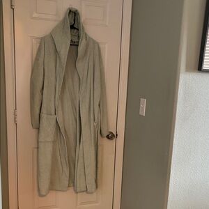 Hooded Bathrobe in Soft green Turkish cotton